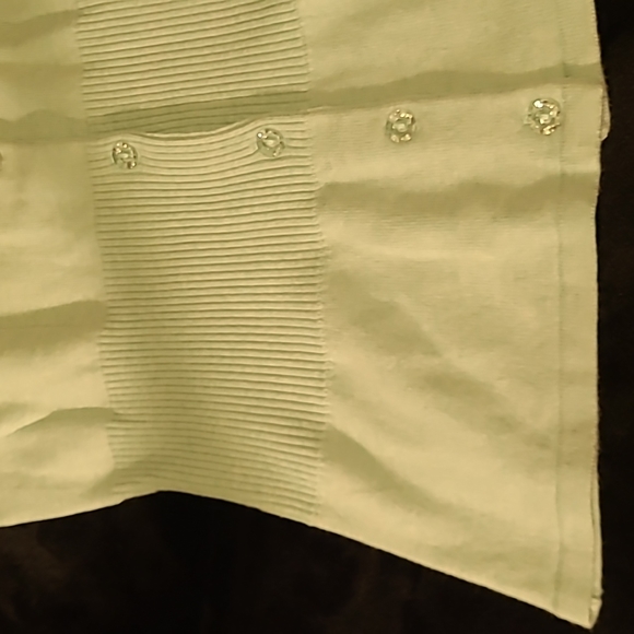 WAS $48. KERSH Powder Green 3/4 Sleeve Buttondown Sweater Ribbed Wi - Picture 6 of 14